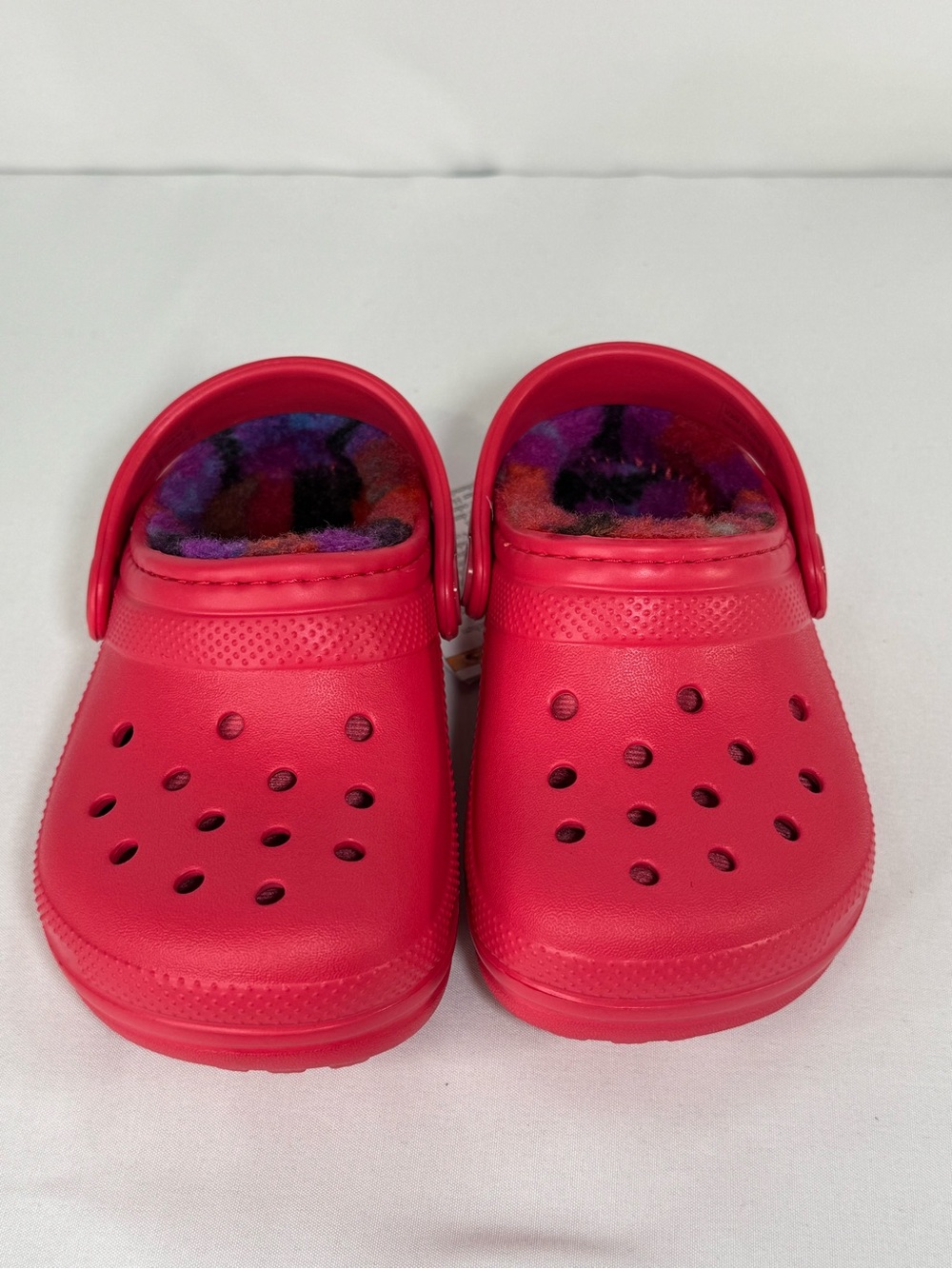 CROCS Kids Red Fuzzy-Lined Slip-On Clogs